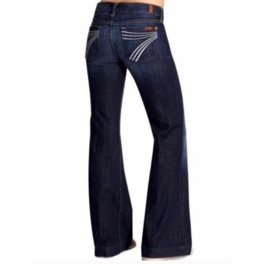 7 For All Mankind Jeans Size 27 Blue Dark Wash Dojo Trouser Flare Denim …